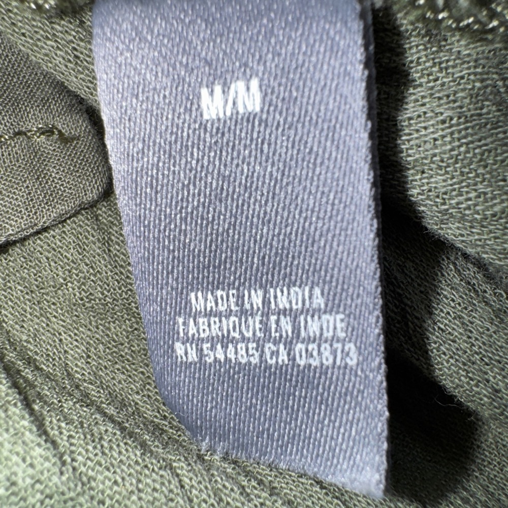Aerie Olive Green Popover Romper Crochet Lace Trim Tie Straps Medium - Picture 9 of 12